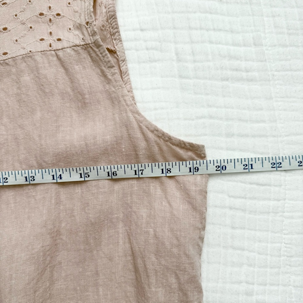 Francesca Bettini 100% linen light pink sleeveless ruffle eyelet top sz Medium - Picture 5 of 11
